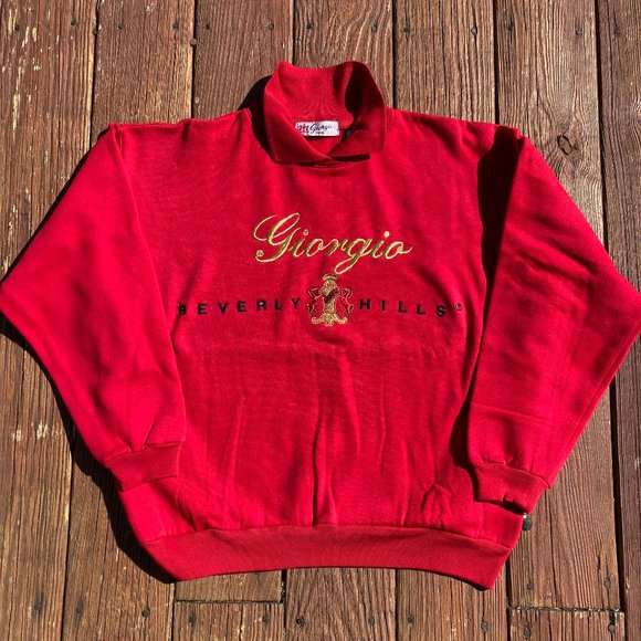 Vintage Sweatshirt Giorgio Beverly Hills Collared - Picture 1 of 8